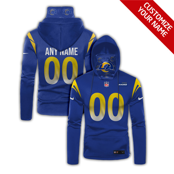 Men's Los Angeles Rams Blue 2020 Customize Hoodie Mask